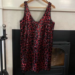 Zara Black and Red Sequin Dress
